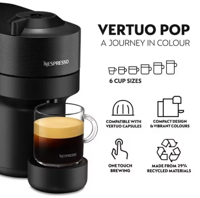 Nespresso Vertuo Pop Coffee Pod Machine by DeLonghi Black C Grade No Accs, photo 2 of 5