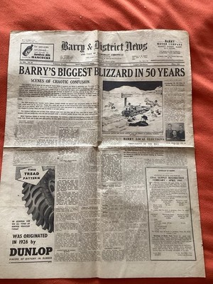 Biggest Blizzards In Barry & District News 2. Februar 1945 Originalzeitung 