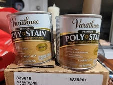 2pk- Varathane Premium Poly + Stain, CLASSIC OAK SATIN 8 OZ.- MADE BY RUST-OLEUM