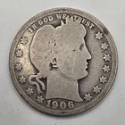 《Silver》1906D USA BARBER QUARTER -- .1808 OZ of SILVER!!!