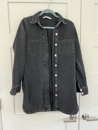 Zara Black Denim Jean dress or Long western jacket or Dress or jacket S - Picture 1 of 12