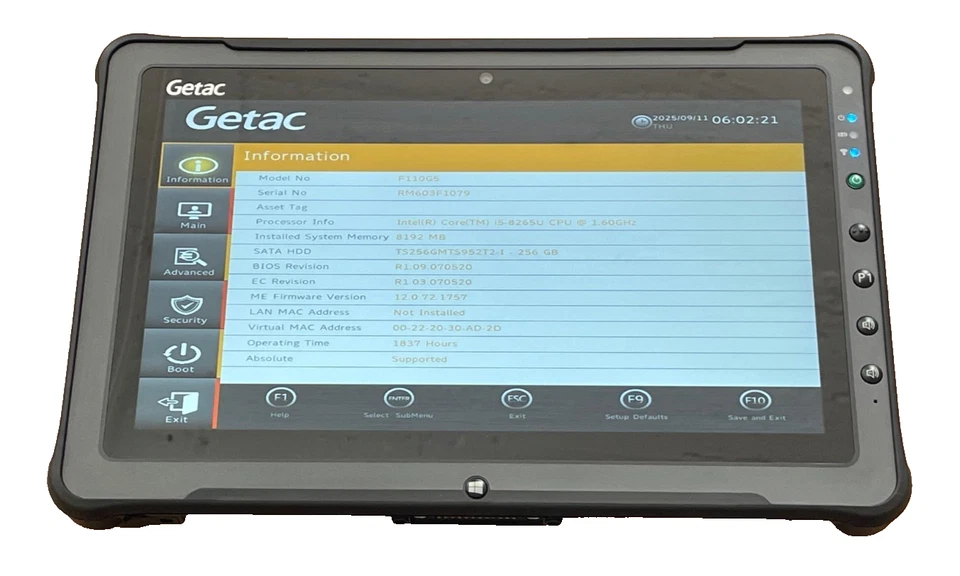 Getac F110 G5 Rugged Tablet Intel i5-8265U 8GB 256GB 1920x1200 W11 A-WARE GX39 - Bild 3 von 3