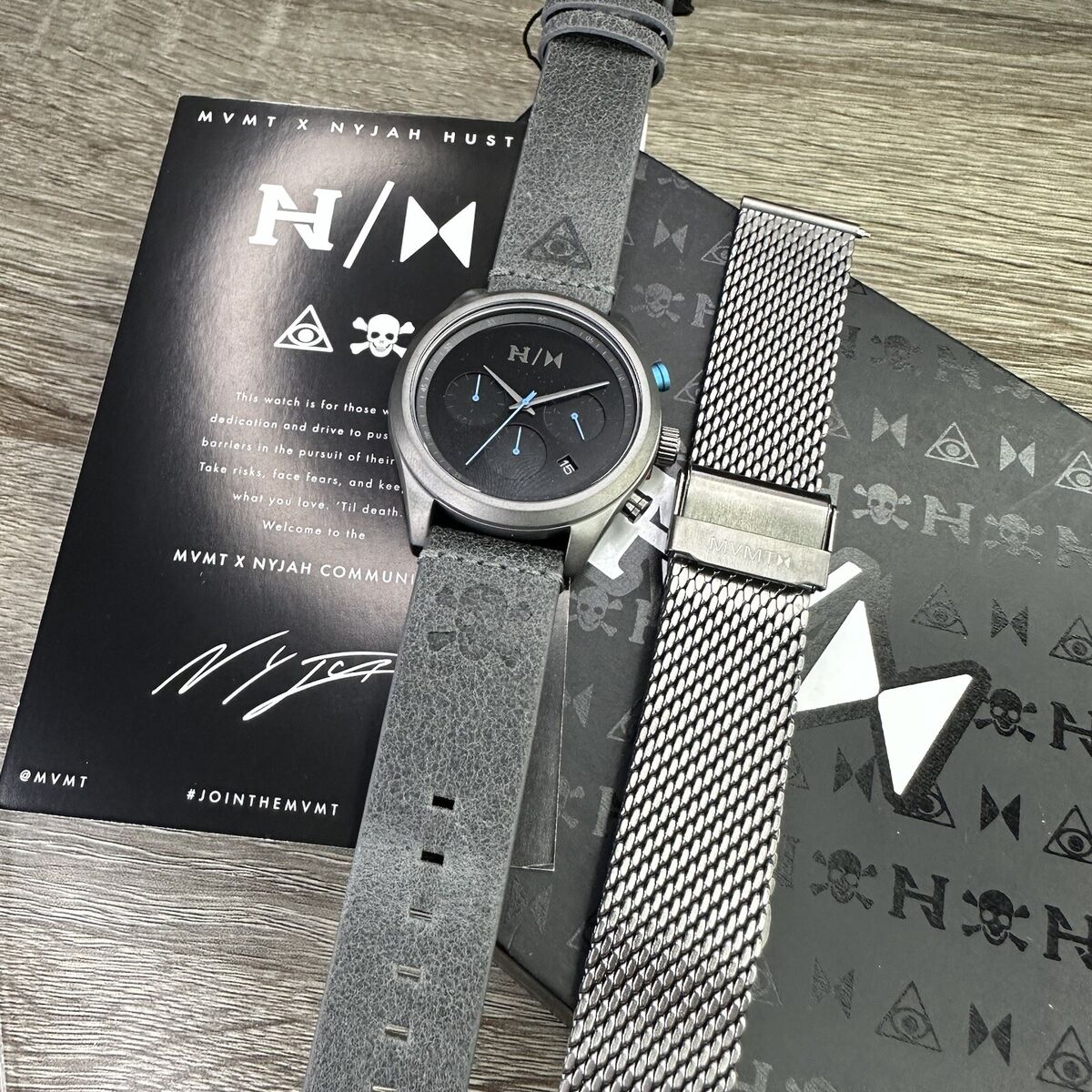 NEW✓LIMITED EDITION✓ NYJAH HUSTON X MVMT Gunmetal Leather NEW✓LIMITED EDITION✓ NYJAH HUSTON X MVMT Gunmetal Leather