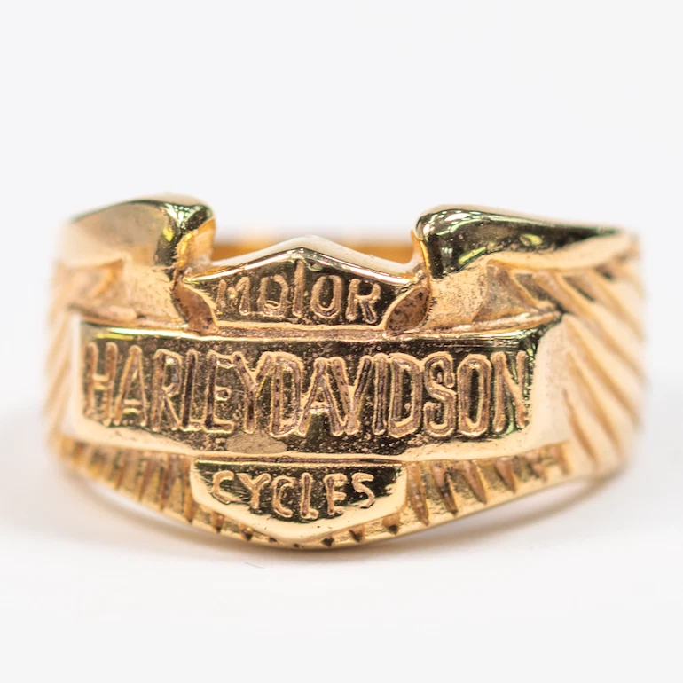 Solid gold harley davidson ring deals