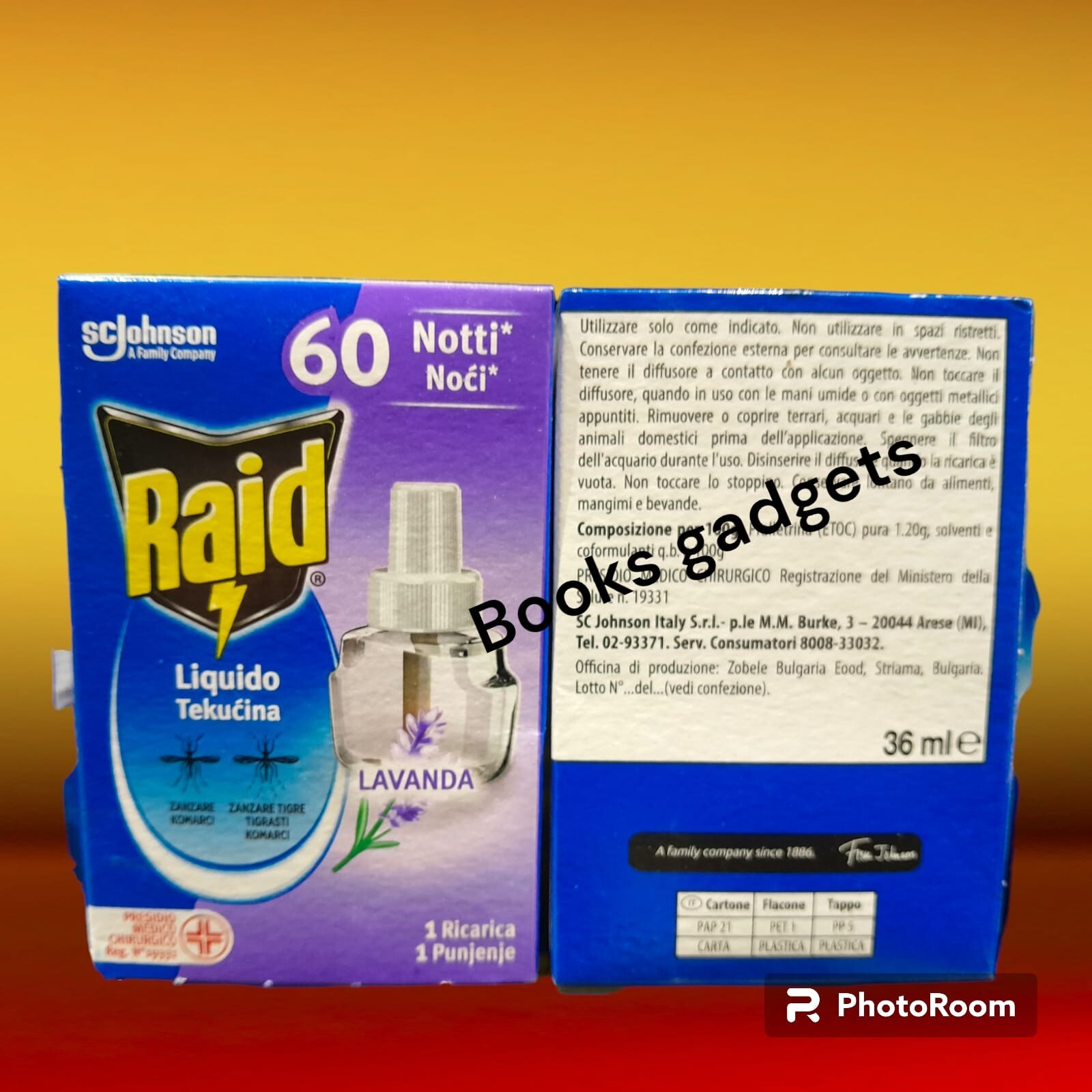 6 pezzi Raid LAVANDA Ricarica Liquida per Diffusore per Zanzare 60 Notti 36ml
