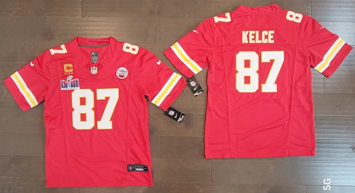 Travis Kelce #87 Chiefs Stitched Home Red F.U.S.E. SB LVIII