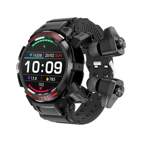 2 in 1 Smart Watch with Earphones Bluetooth Music Smartwatch Fitness Tracker - Picture 13 of 14