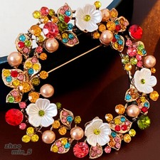Crystal Wreath Flower Brooch Pin Rhinestones Brooches Wedding Jewelry Lapel Gift