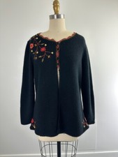 Vintage 80s Peruvian 100 Alpaca Cardigan Sweater Embroidered Boho