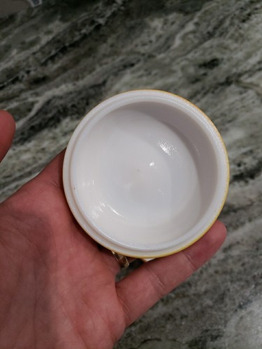 VINTAGE HAZEL ATLAS MILK GLASS APPLE SHAPED JELLY JAR / JAM POT WITH LID ORANGE - Picture 9 of 11