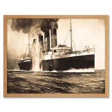 Painting Drawing Lusitania Torpedo Disaster Uboat War Wwi 12X16 Framed Art Print