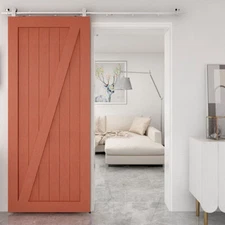 CCJH 6.6FT Stainless Steel Sliding Barn Door Hardware Track Kit silver Wood Door