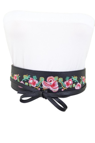 Black Stretch Belt Rhinestone Flower Wide Belts Waist Belt  display picture 3