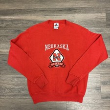Vintage 90s Nebraska Huskers Red Youth Small Crewneck Sweatshirt VTG USA Made