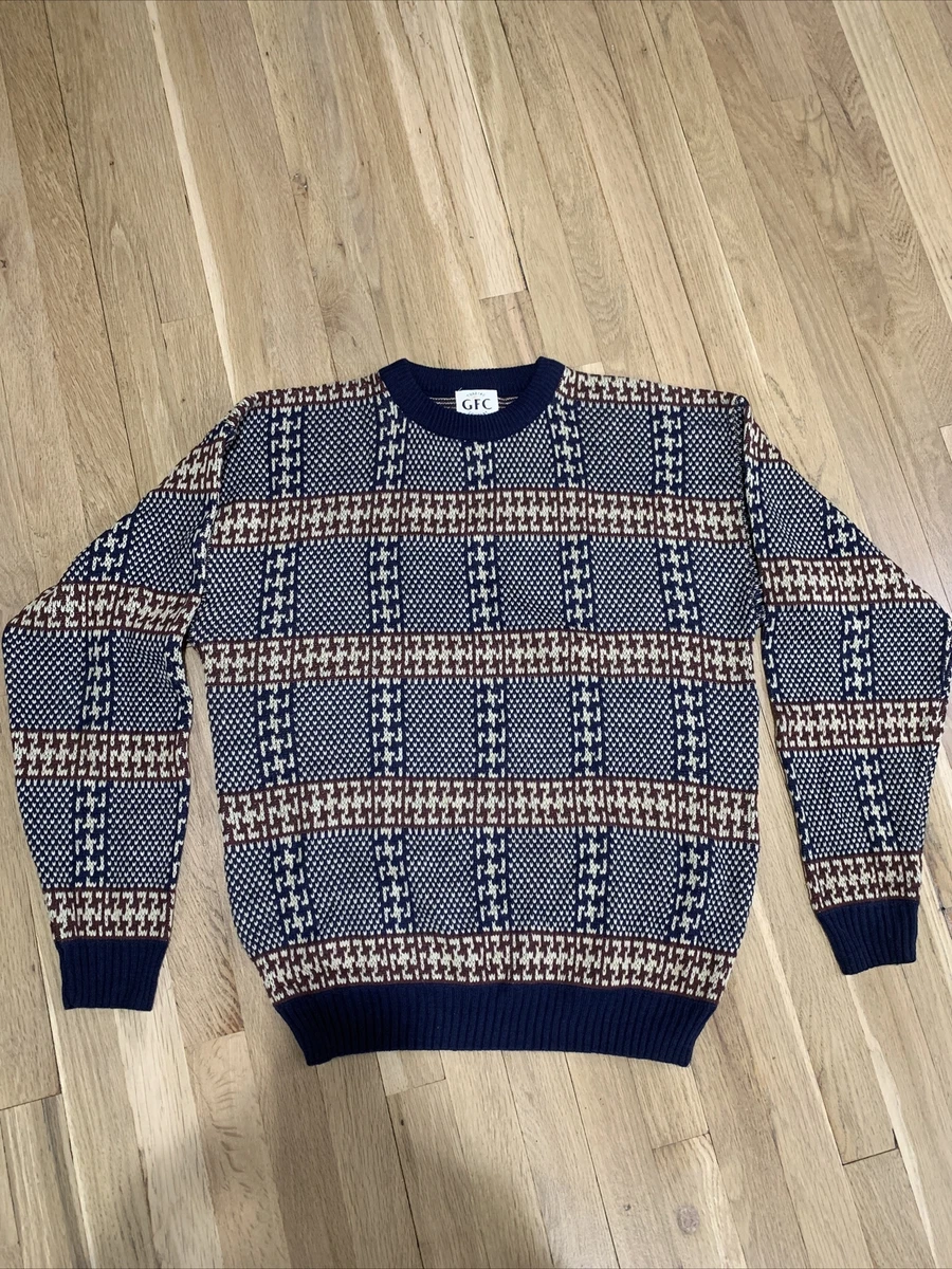 Vintage Trading Company by GFC Geometric Multicolor Men s Cosby Sweater XL 90s