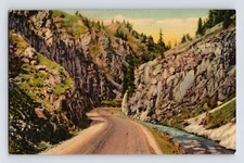 Postcard Colorado Blue Canon CO Mesa Highway Route 50 1940s Unposted Linen