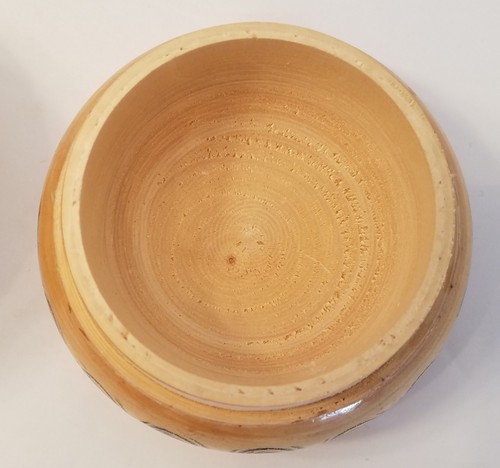 Vintage neue russische runde Schmuckschatulle aus Holz handbemalt Blumenmuster  - Bild 5 von 6