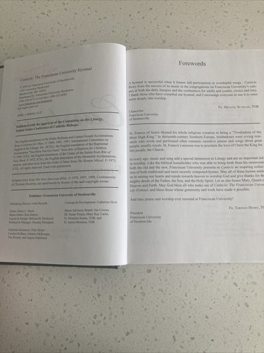 Canticle The Franciscan University Hymnal Hardcover 2006 - Foto 9 di 24