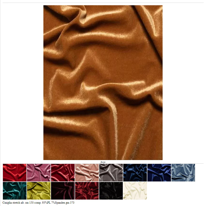Tessuto Velluto Elasticizzato Alta Qualità – 150 Cm Larghezza, Colore Crema, Prezzo Al Metro (1 Metro = 100 Cm) - 2