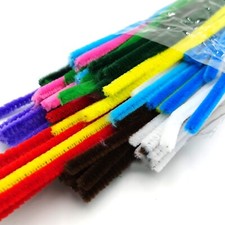 50 Pipe Cleaners High Quality Mixed Colours 30cm Long 6mm Thick Stems