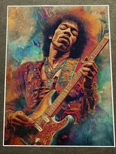 Psychedelic Jimi Hendrix Colorful Guitar Art Poster 18x24in