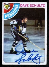 1978 TOPPS 225 DAVE SCHULTZ AUTOGRAPHED HQ SIGNED PITTSBURGH PENGUINS TOUGH CARD