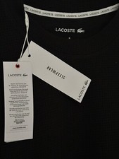 LACOSTE - MEN  s WAFFLE-KNIT BLACK THERMAL M LONG SLEEVES SLEEP SHIRT NEW w/ TAGS