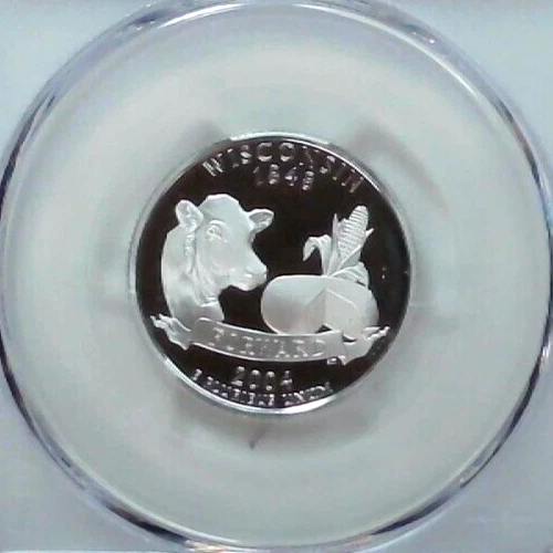 2004-S 25C State Quarter Wisconsin PCGS PR69 DCAM 90% Silver 24lotr0421 - Image 3 of 4