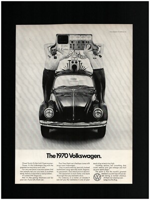 1970 VW Bug Original Print Ad ~ Free Shipping ~ Volkswagen Diagnosis