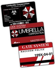 Set of 3 Resident Evil Key Card's Pack Card Keys Collection PVC RPD Umbrella