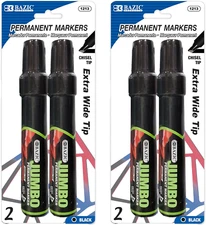 BAZIC Permanent Marker Jumbo Chisel Tip 8Mm Wide, Black Color Markers, Coloring 