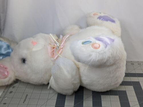 Peluche coniglio bianco pastello raso orecchie zampe 19 pollici Tb Trading Co peluche - Foto 12 di 13