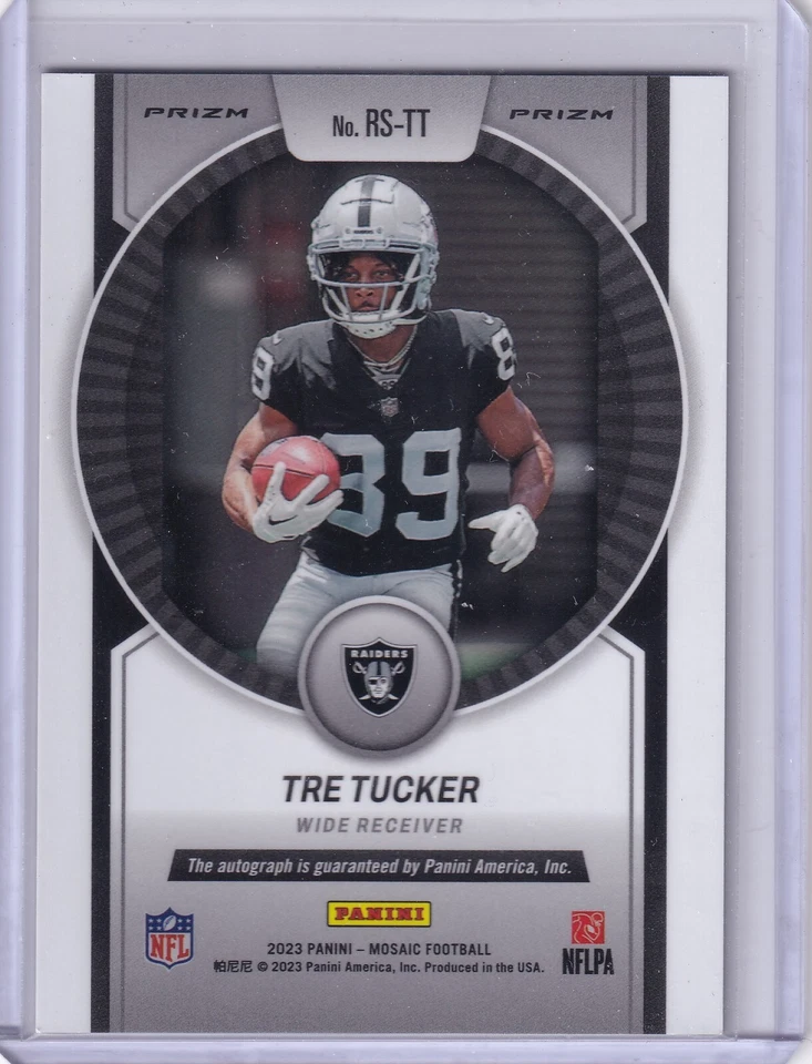 Tre Tucker 2023 Panini Mosaic Scripts Silver Prizm Rc Auto - Image 2 of 2