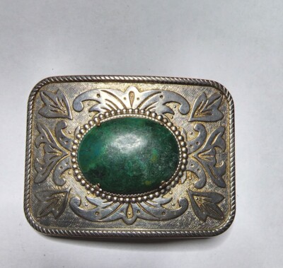 Vintage Jade and Silvertone Belt Buckle | eBay display picture 2
