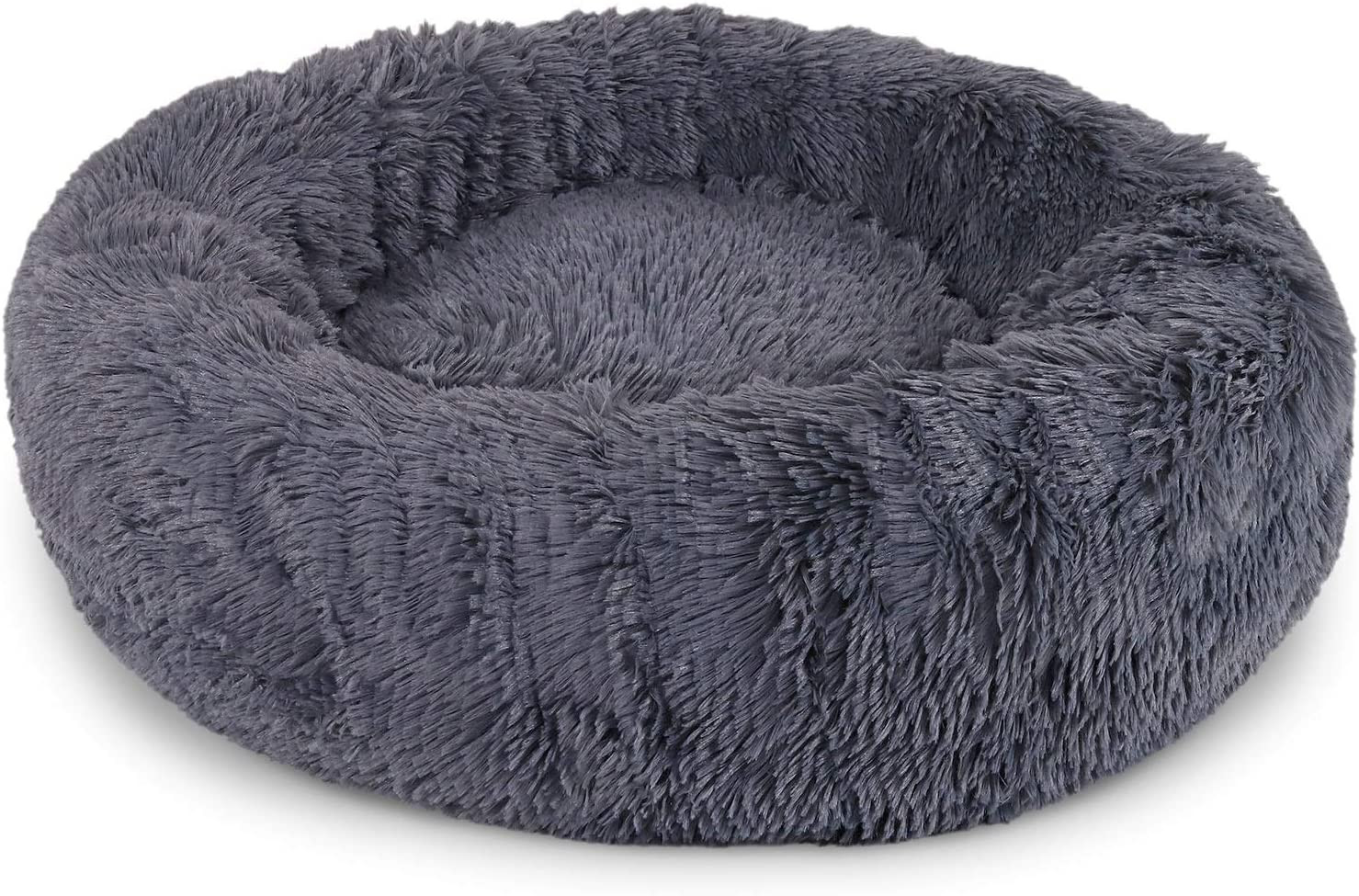 Coussin chat Lionto apaisant contre l'anxiété panier donut 60 cm lavable gris foncé