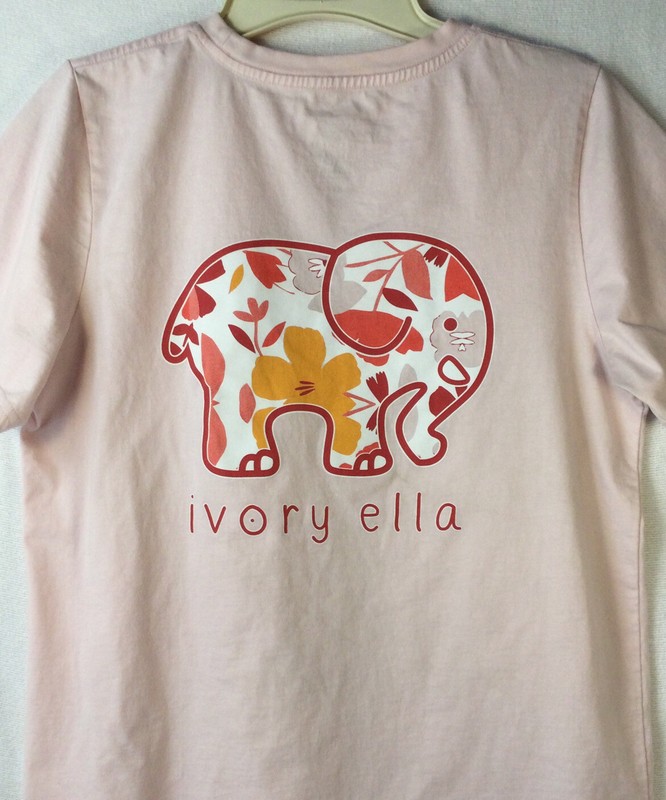 Ivory Ella T Shirt Women’s Small Pink Floral Elephant 100% Organic Cotton