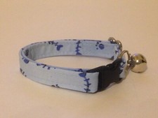 FISHBONES FISH BONES ON BLUE PRINT ADJUSTABLE BREAKAWAY CAT COLLAR