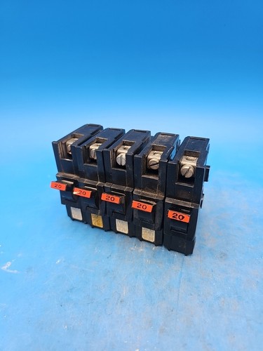 LOT OF 5 Federal Pacific FPE NA120 1 Pole 20 Amp Stab-Lok Circuit Breakers.