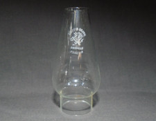 Vtg Griffin 4⅞" / 12.2cm Finger Oil Lamp Glass Comet Chimney, Base 1⅝" / 4.2cm