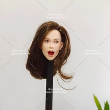 1/6 Head Sculpt Open Mouth Girl Brown Hair Fit 12'' PH TBL Female Figure Body