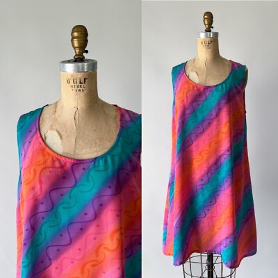 90s tie dye dress Vintage 90s Purple Tie Dye Palm Tree Print Mini Dress