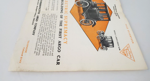 Centro de anuncios impresos automotrices para vehículos eléctricos Argo Spread + página de publicidad 1913 - Imagen 7 de 12