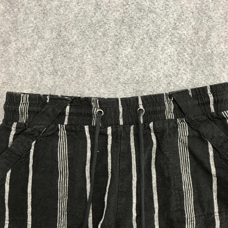 Pantalones Cortos Rewind Mujer Talla Pequeña Negro Blanco Tirar con Cordón Mezcla de Lino Foto 3 de 4