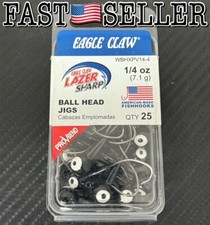 25-Pack Eagle Claw Fishing Lazer Sharp Pro-V Ballhead Jig 1/4oz (7.1g) Black