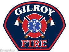 GILROY CALIFORNIA FRE DEPARTMENT 4" HELMET BUMPER STICKER DECAL MADE IN USA