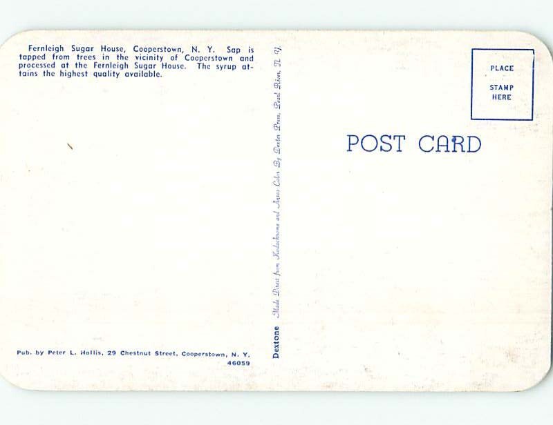 Unused Pre1980 SUGAR HOUSE MAPLE SYRUP Cooperstown New York NY 60k