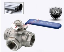 NPT Stainless steel 316 Water Oil Gas 1" inch three way 3 way ball valve T Port