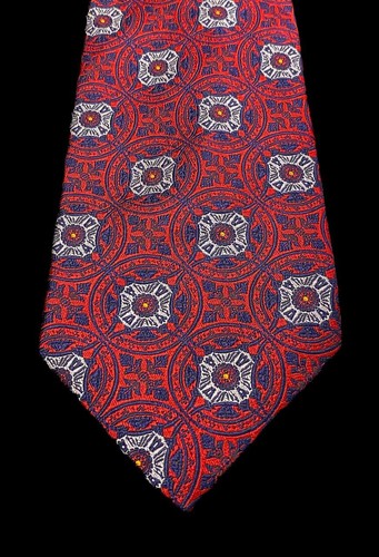 XMI Platinum Tie Men's England Red Blue White Silk Handmade USA Necktie Textured - Picture 5 of 6