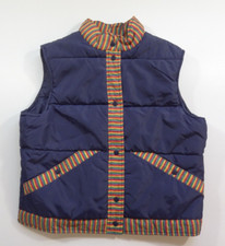 VTG 1970s SASKA SKIWEAR Womens Vest Rainbow Trim Button Slash Pockets Sz L