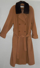 Women's Size 18 Wool/cashmere Mix D.b Camel, Fur Collar Winter Coat Tie Belt Vgc